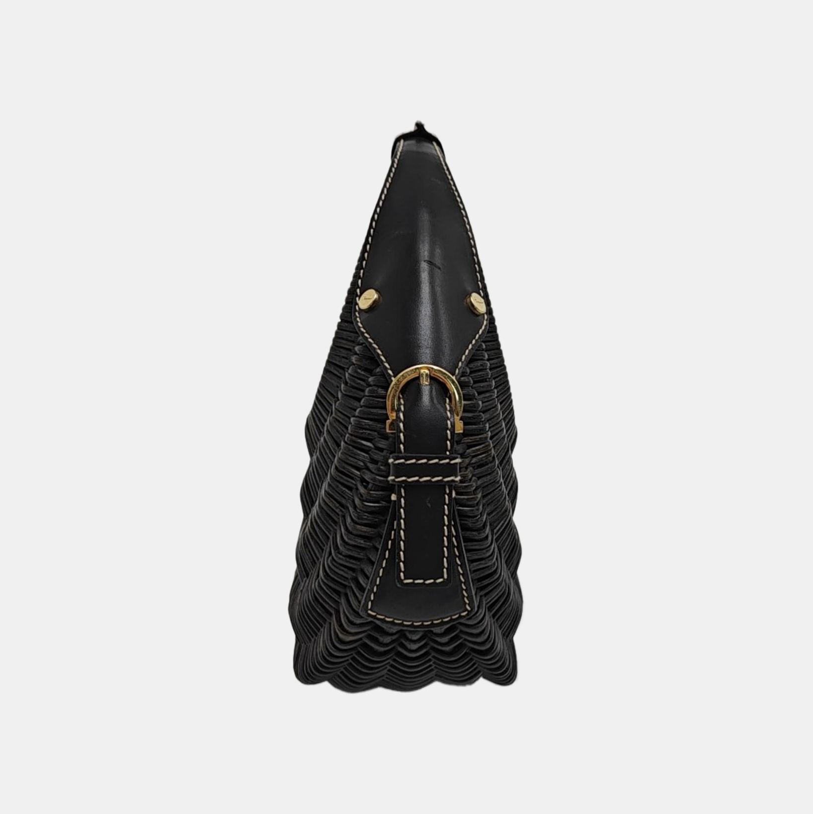 Straw Top Handle Bag Black