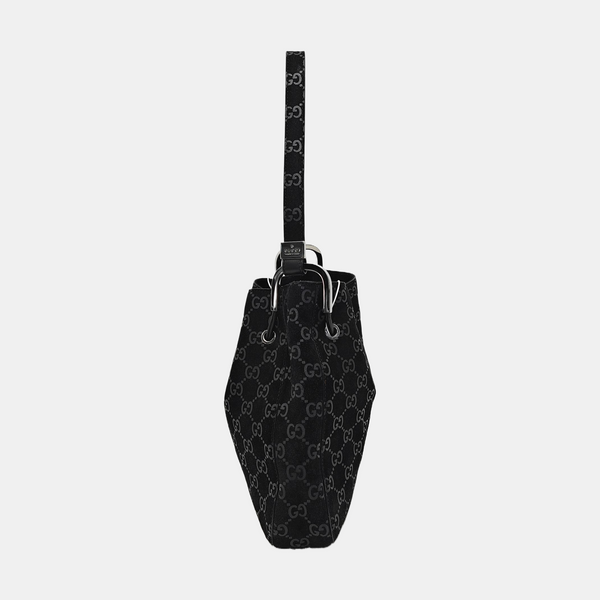 Monogram Suede Top Handle Bag Black