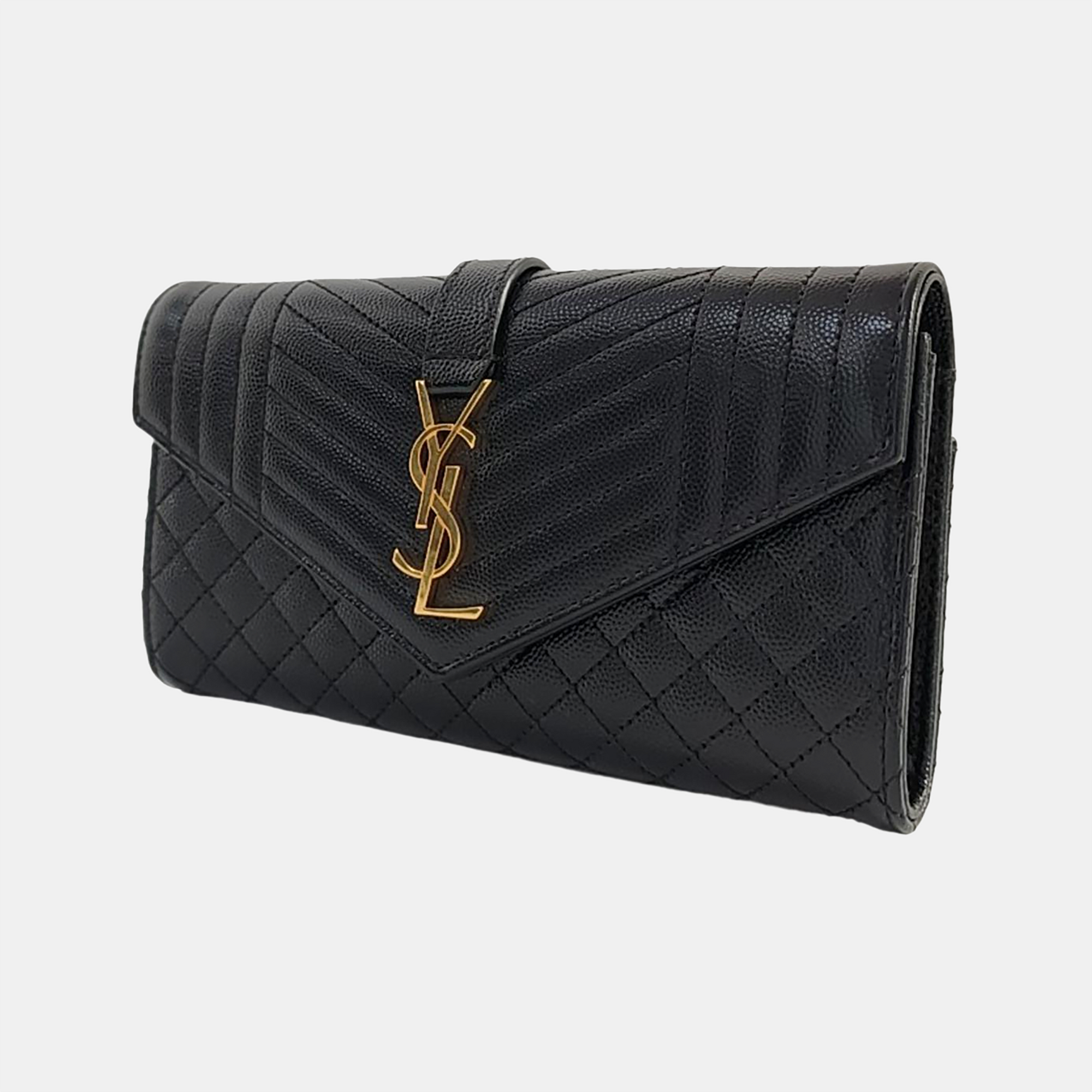 Chevron Calfskin Wallet Large Black