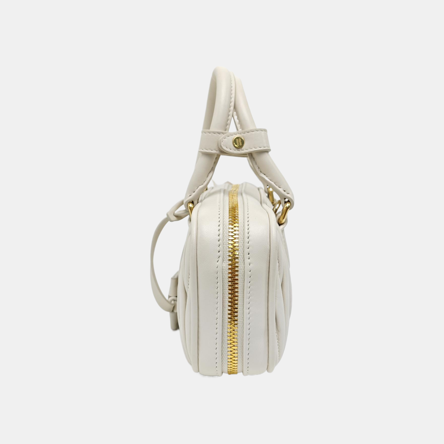 Arcadie Matelassé Mini Quilted Lambskin White