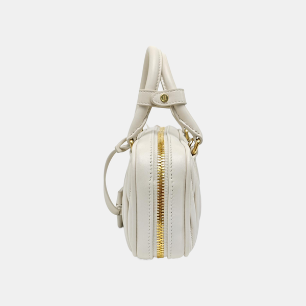 Arcadie Matelassé Mini Quilted Lambskin White
