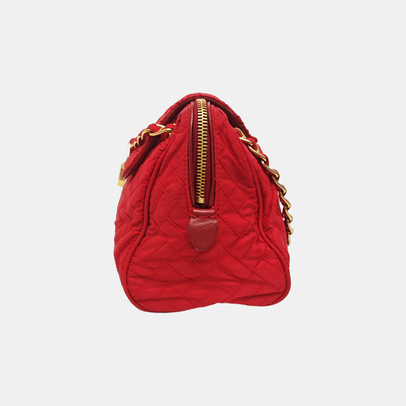 Quilted Nylon Shoulder Bag Red