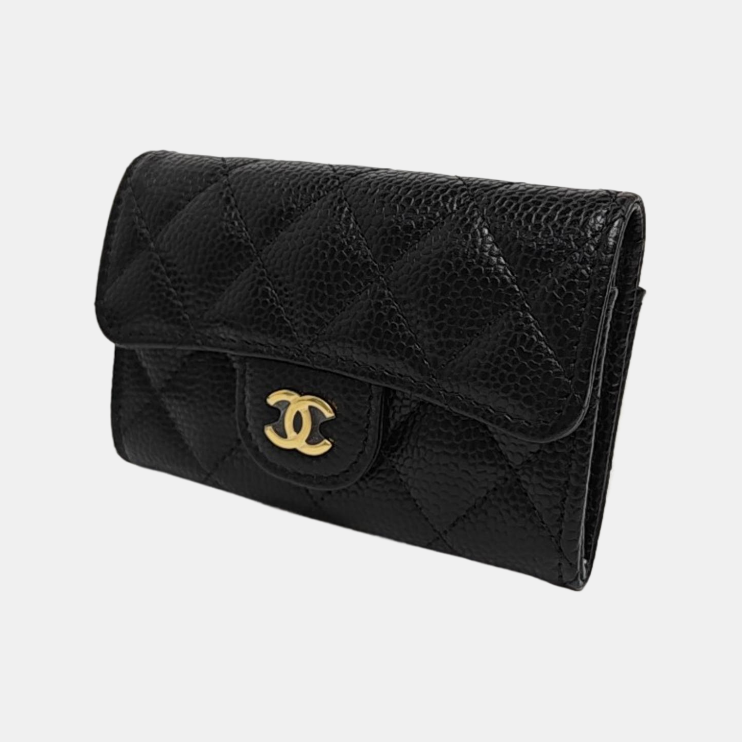 CLASSIC FLAP Quilted Grained Calfskin Black Wallet