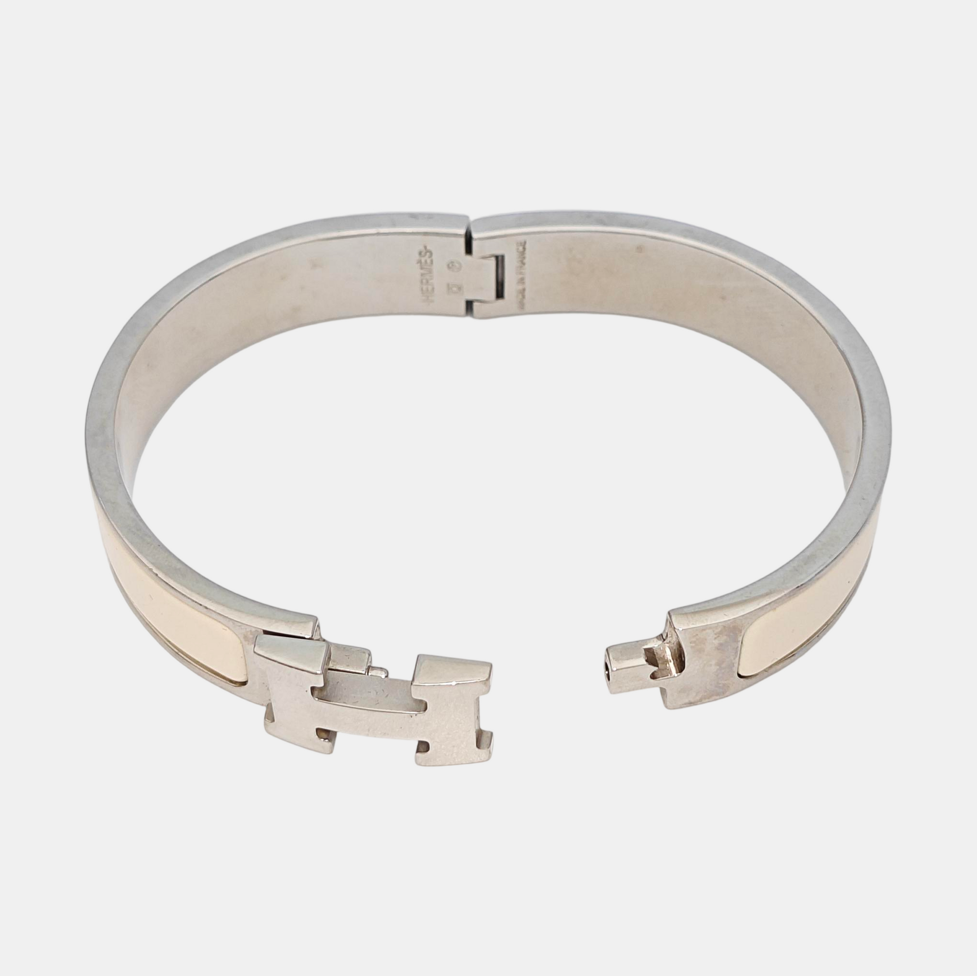 Clic H Metal Silver Bangle