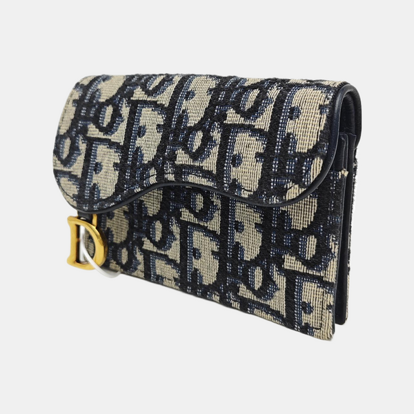 Saddle Mini Oblique Canvas Blue Card Holder