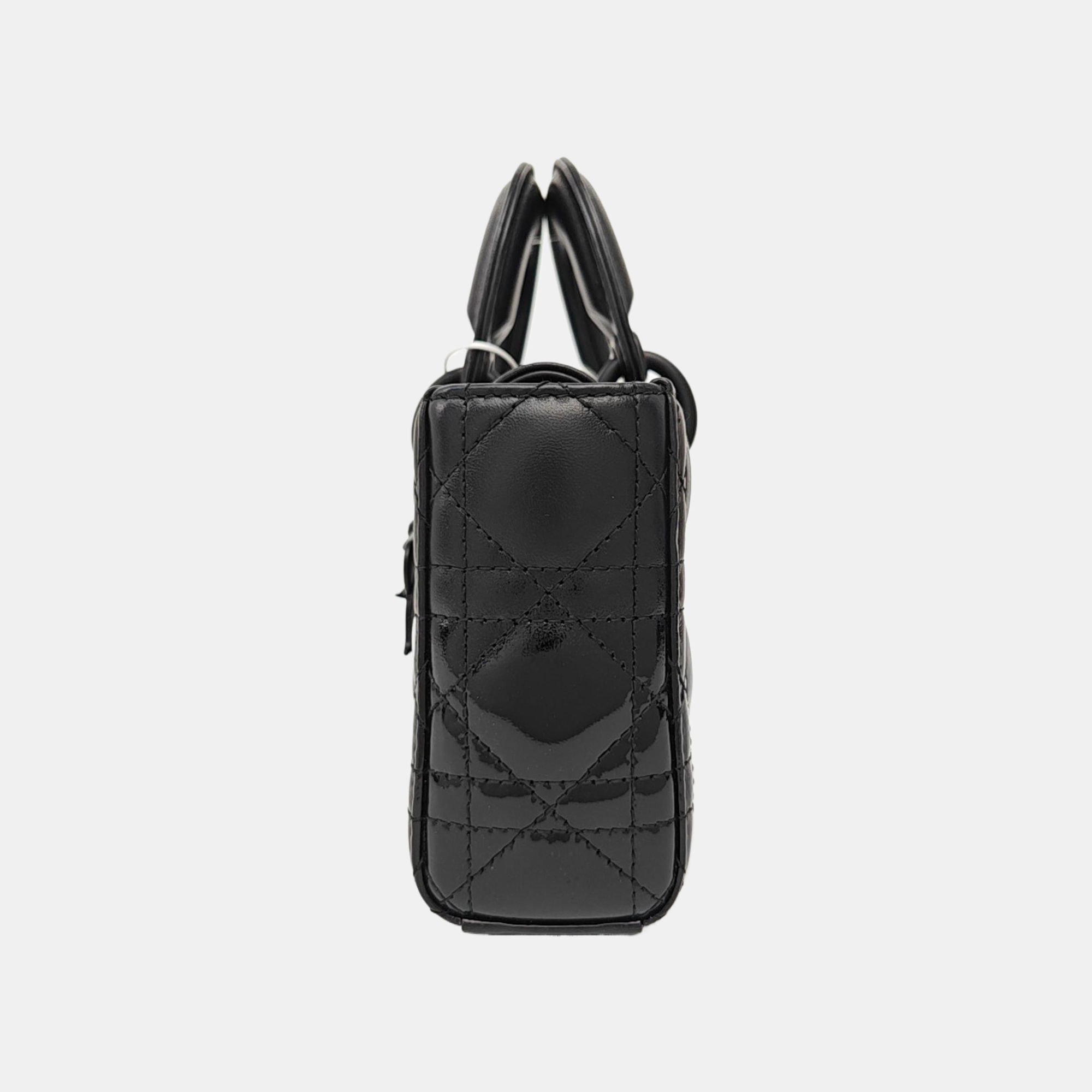 Lady D-Joy Small Cannage Patent Leather Black