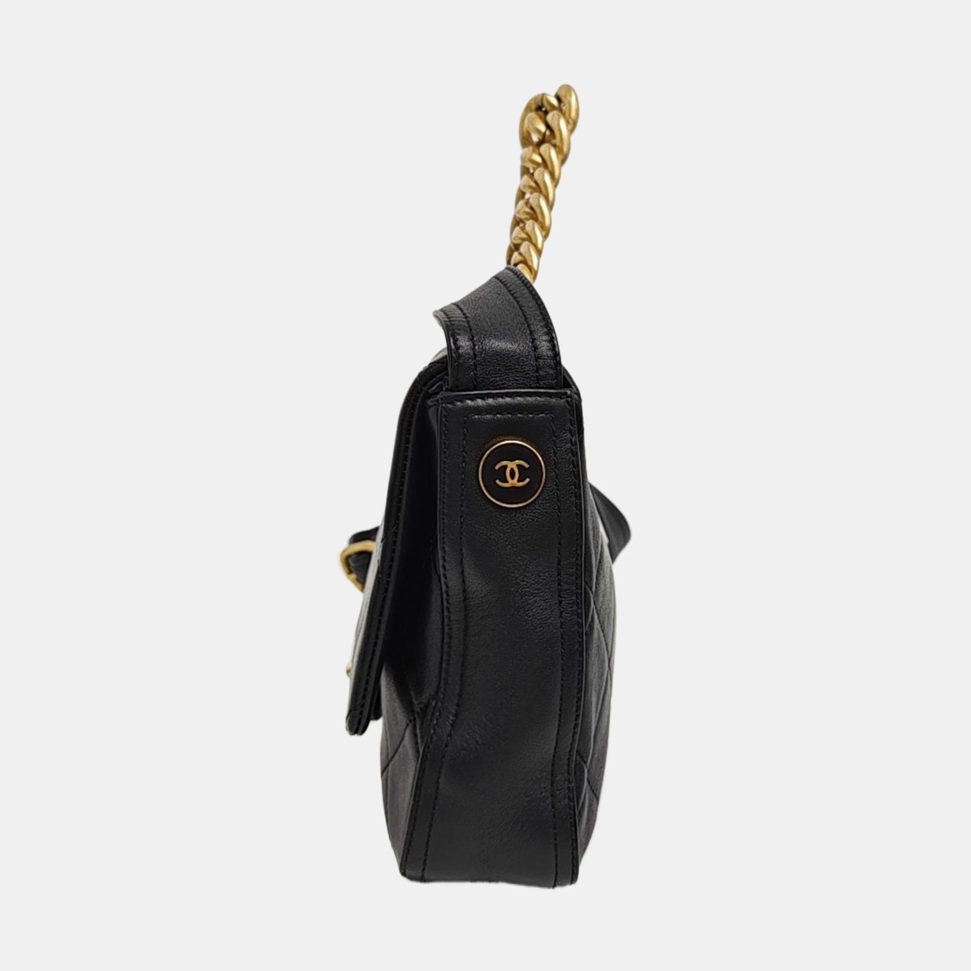 Quilted Lambskin Shoulder Bag Black
