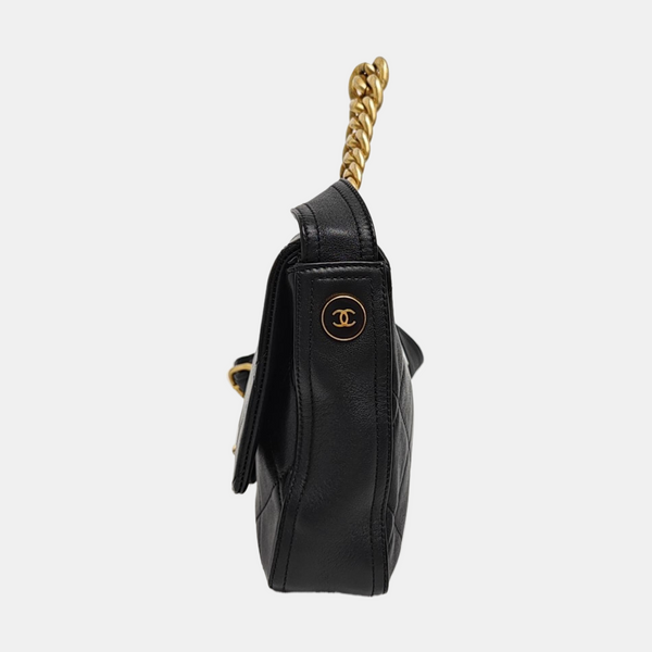Quilted Lambskin Shoulder Bag Black