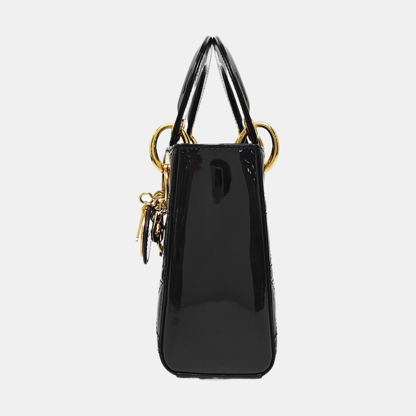 Lady Dior Mini Cannage Patent Leather Black