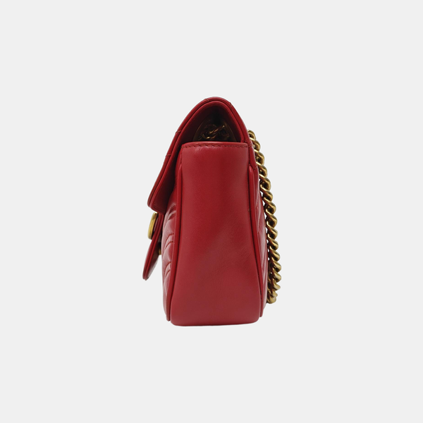 GG Marmont Small Quilted Calfskin Red