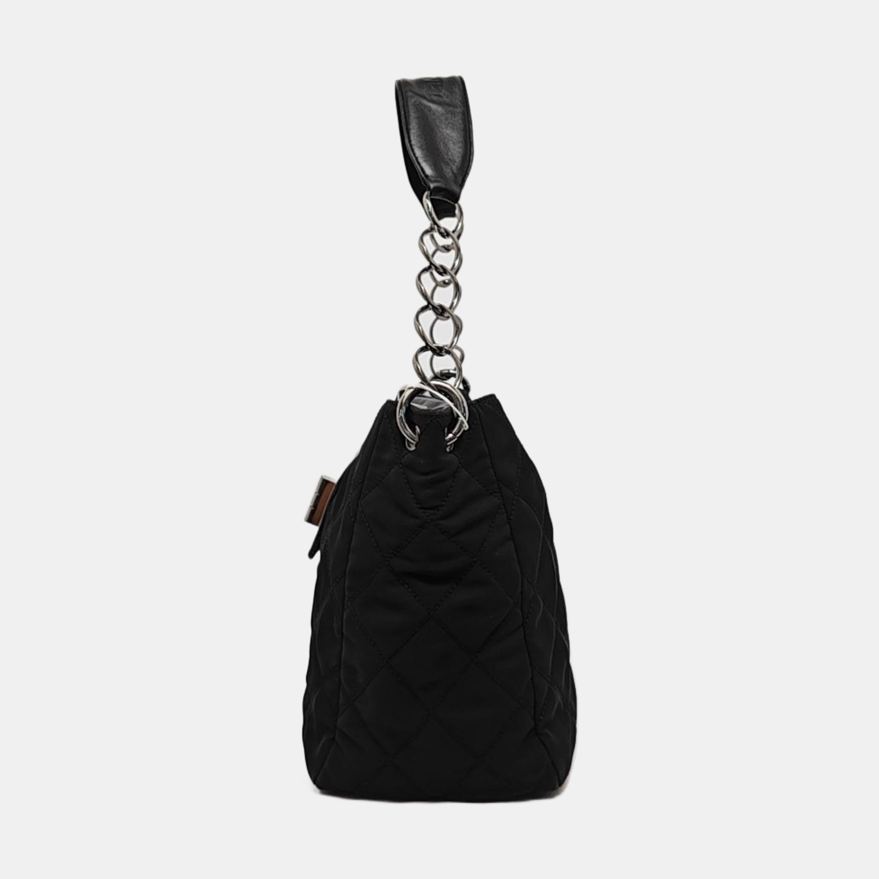 Authenticated pre-owned  2.55 Quilted Nylon Black - Top Handle Bag at Looply