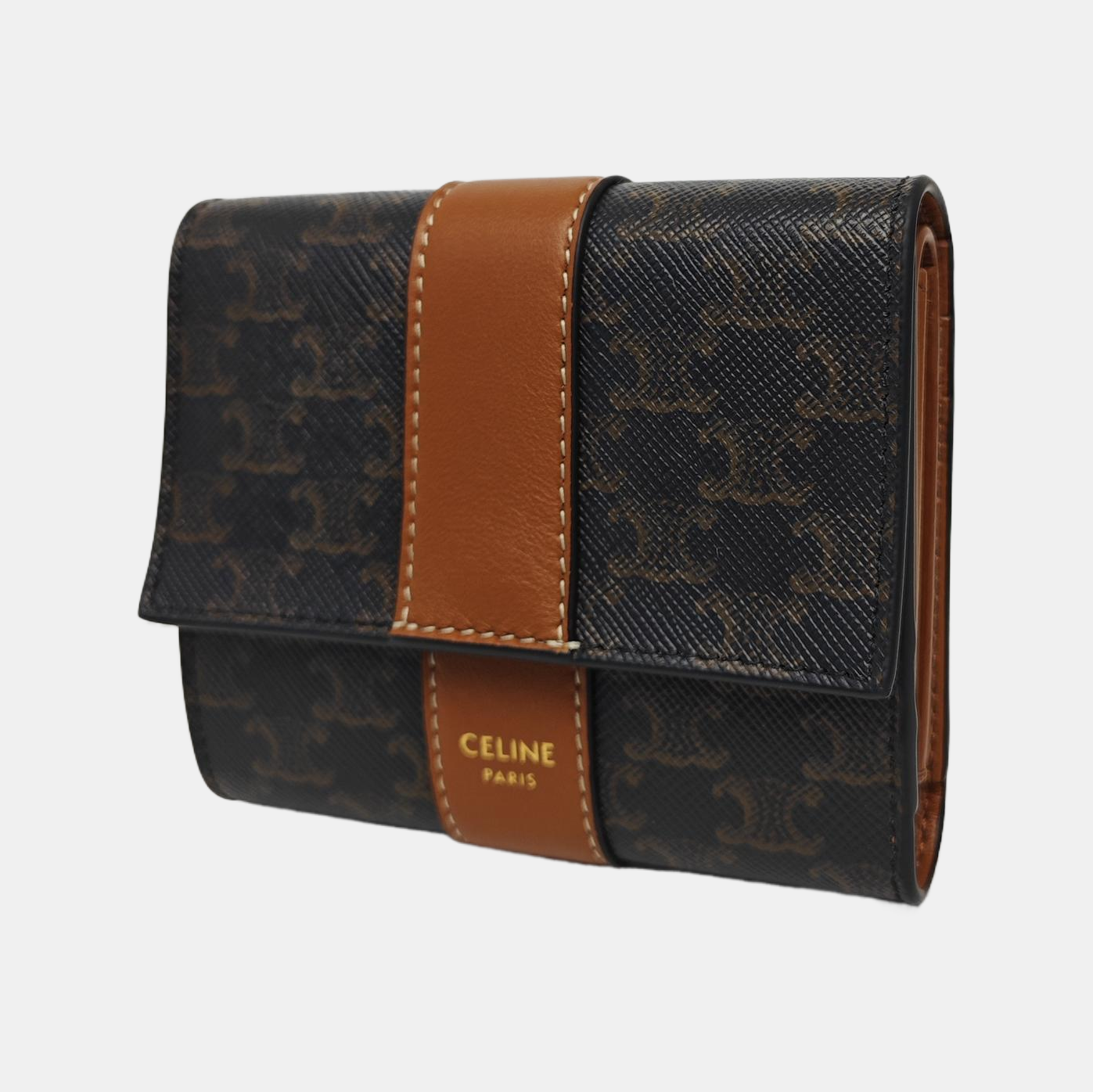 TRIOMPHE CANVAS Mini Coated Canvas Brown Wallet