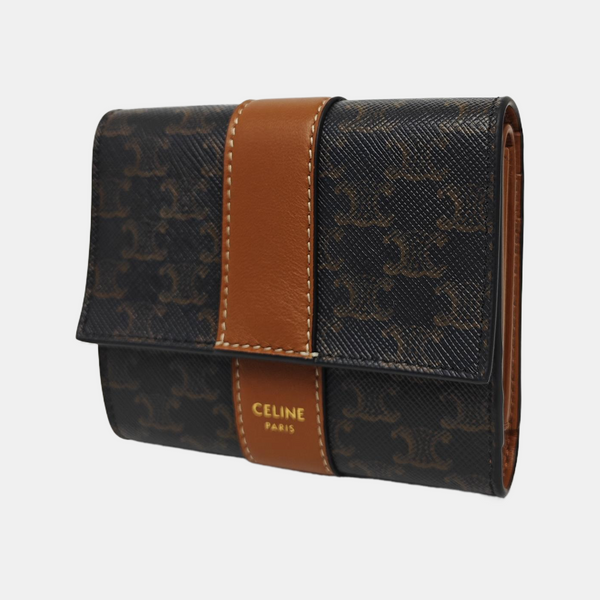 TRIOMPHE CANVAS Mini Coated Canvas Brown Wallet
