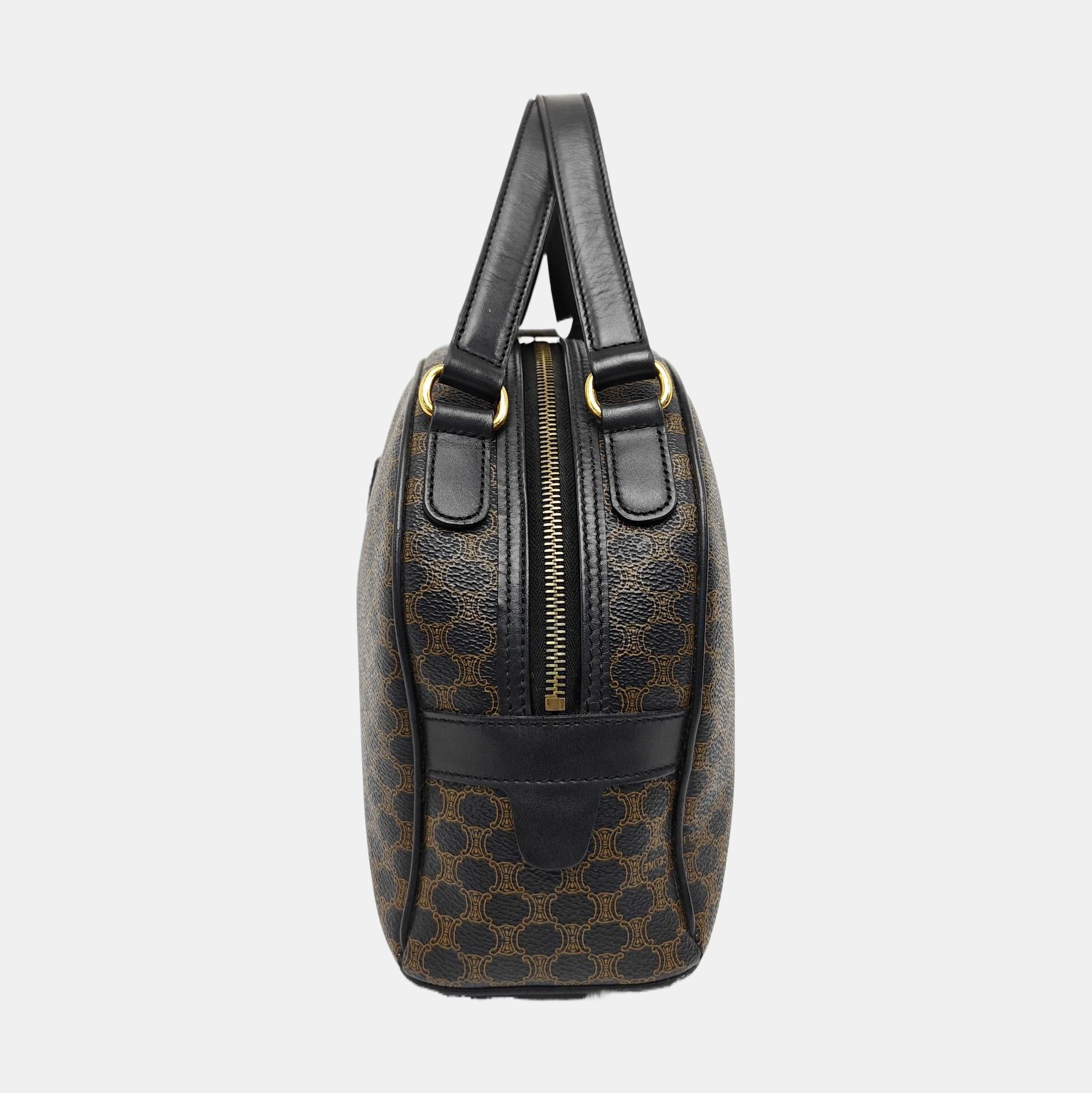 Coated Canvas Top Handle Bag Black