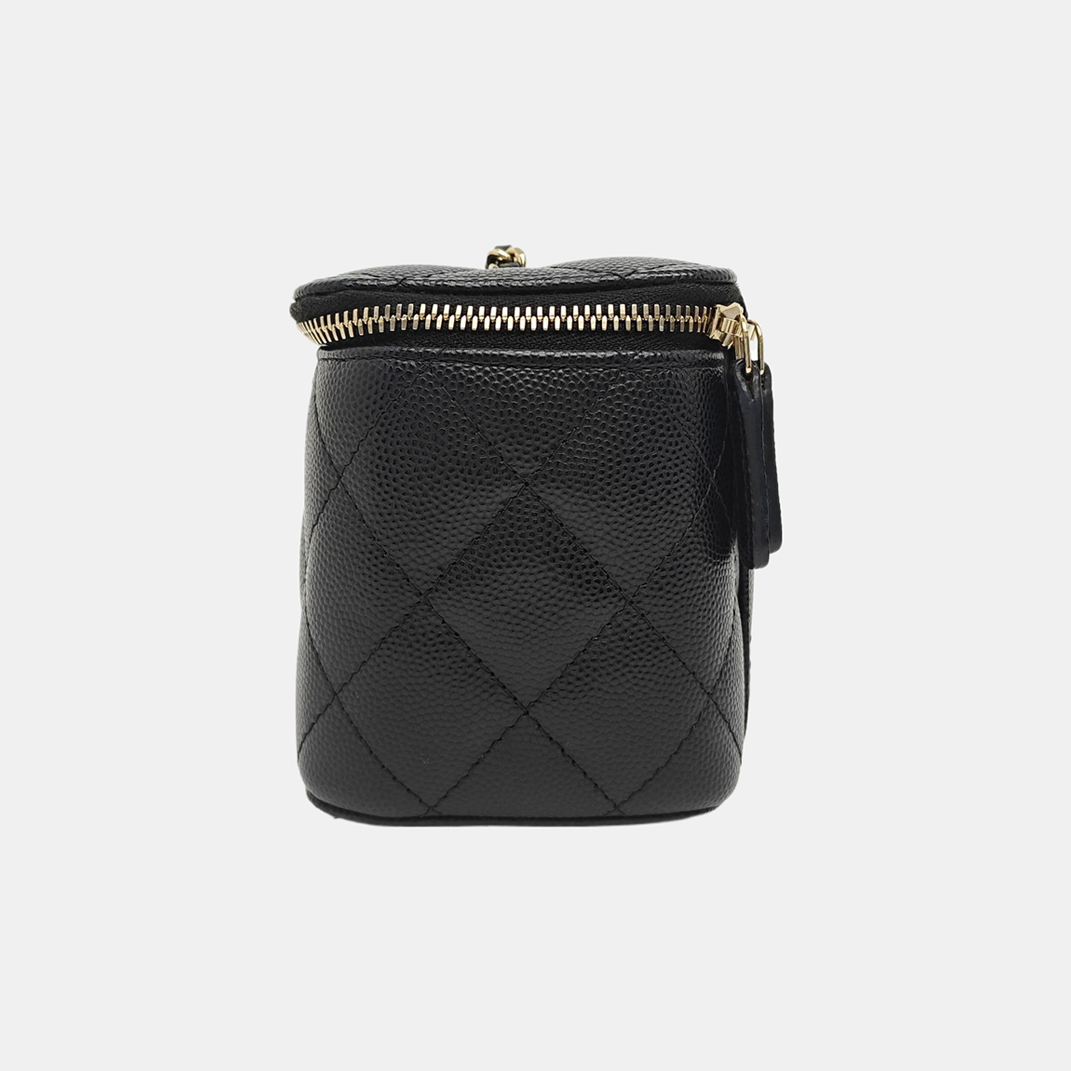 VANITY CASE Small Quilted Grained Calfskin Black