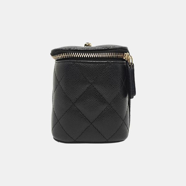 VANITY CASE Small Quilted Grained Calfskin Black