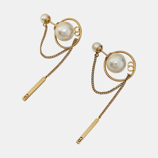 Dior Tribales Metal White Stud Earrings
