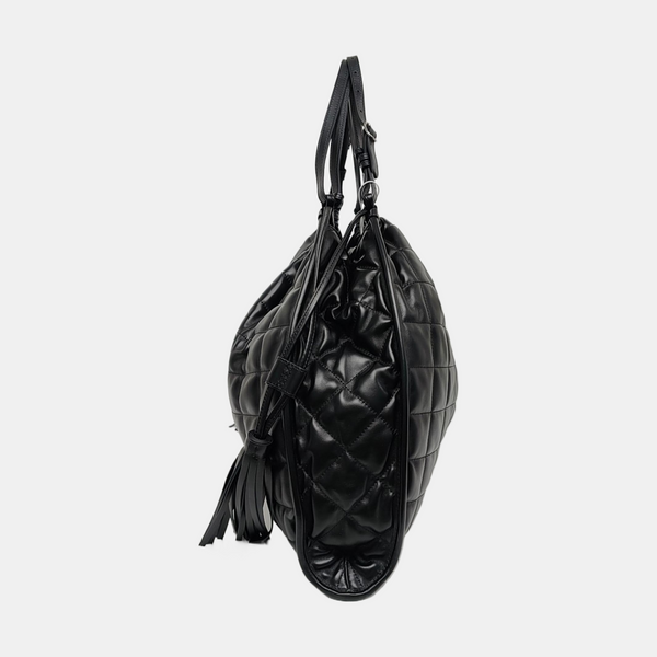 Deco Large Quilted Calfskin Black