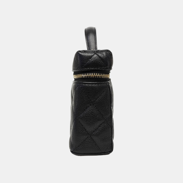 Quilted Grained Calfskin Shoulder Bag Black