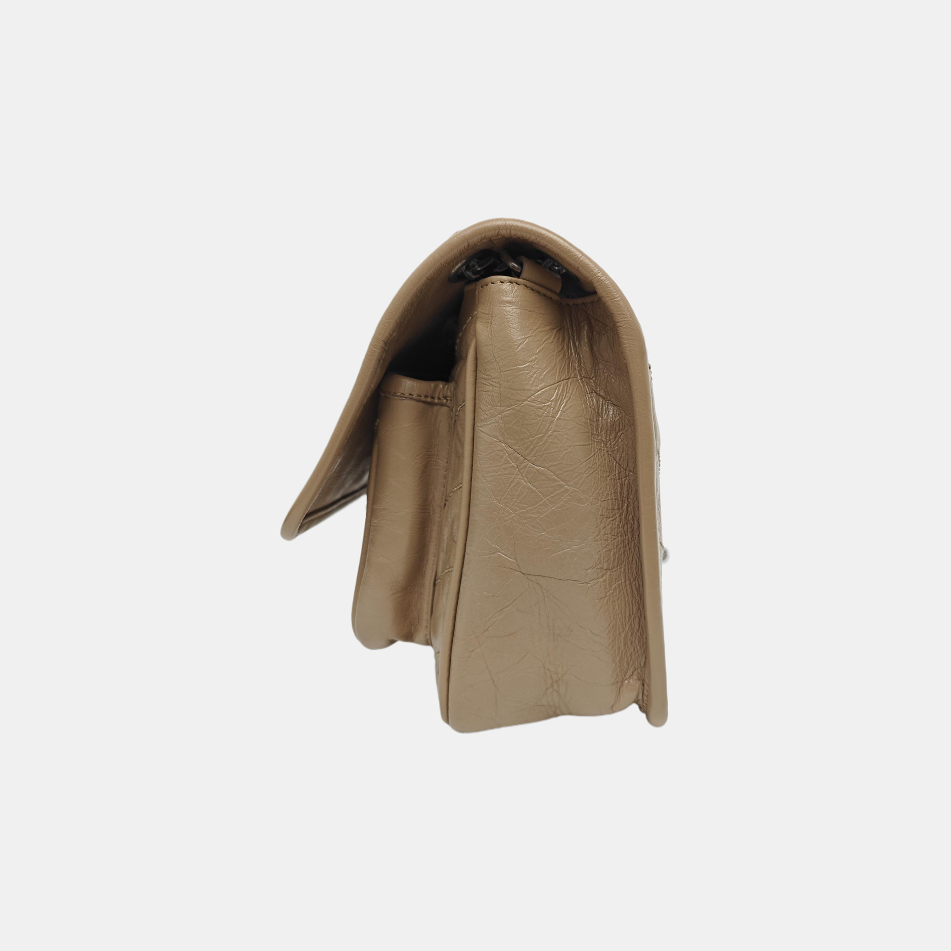 NIKI Small Chevron Calfskin Beige