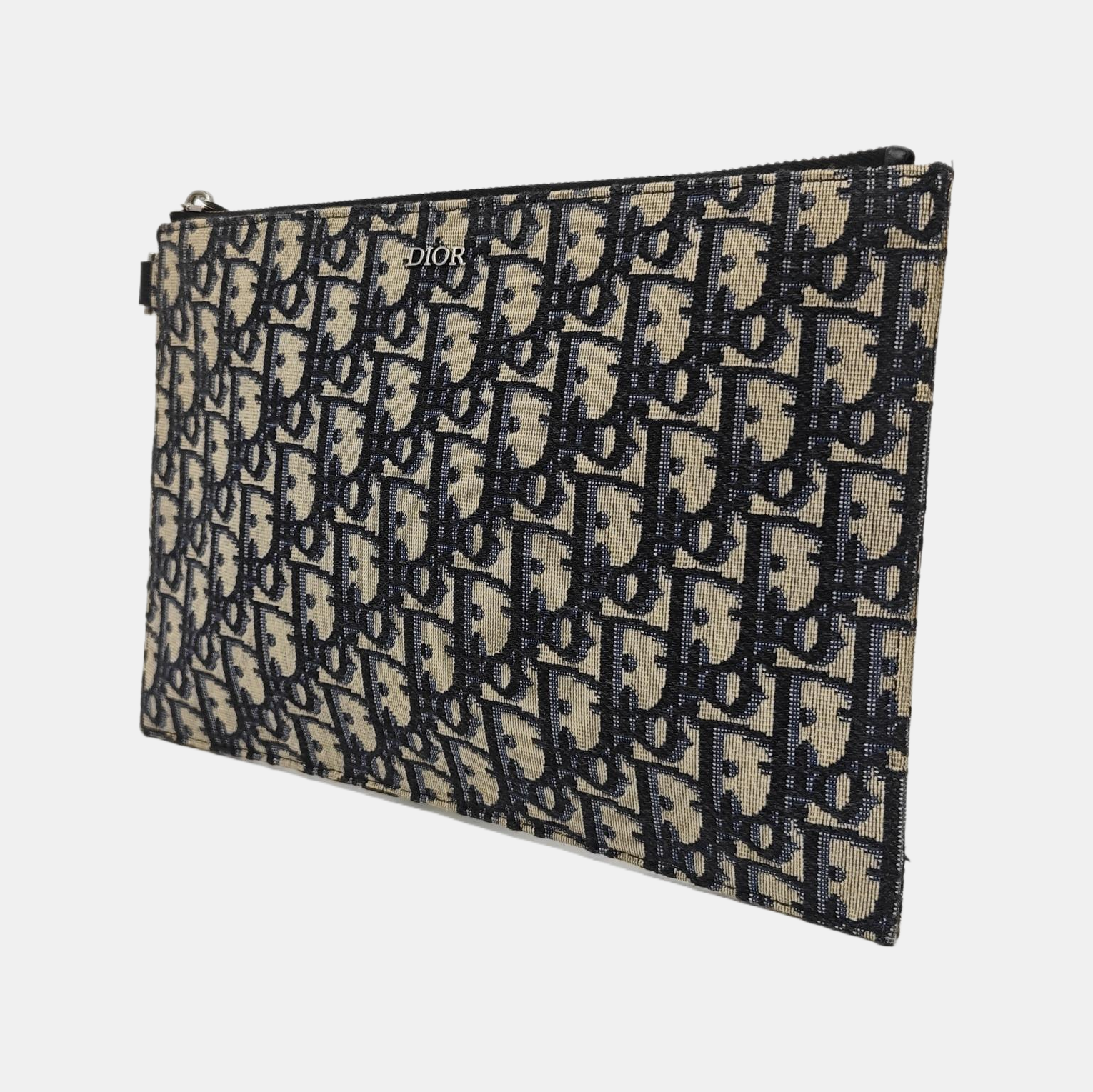 Oblique Canvas Clutch Blue