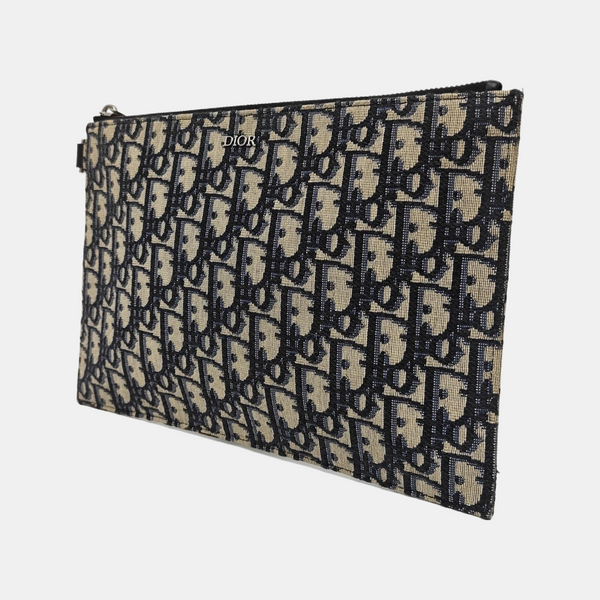 Oblique Canvas Clutch Blue
