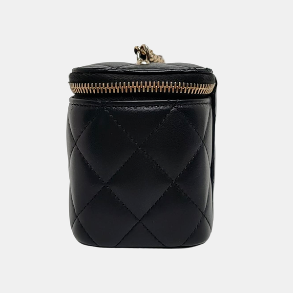VANITY CASE Mini Quilted Lambskin Black