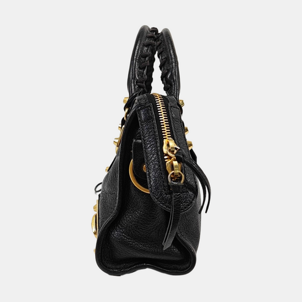 Classic Metallic Edge City Mini Lambskin Black