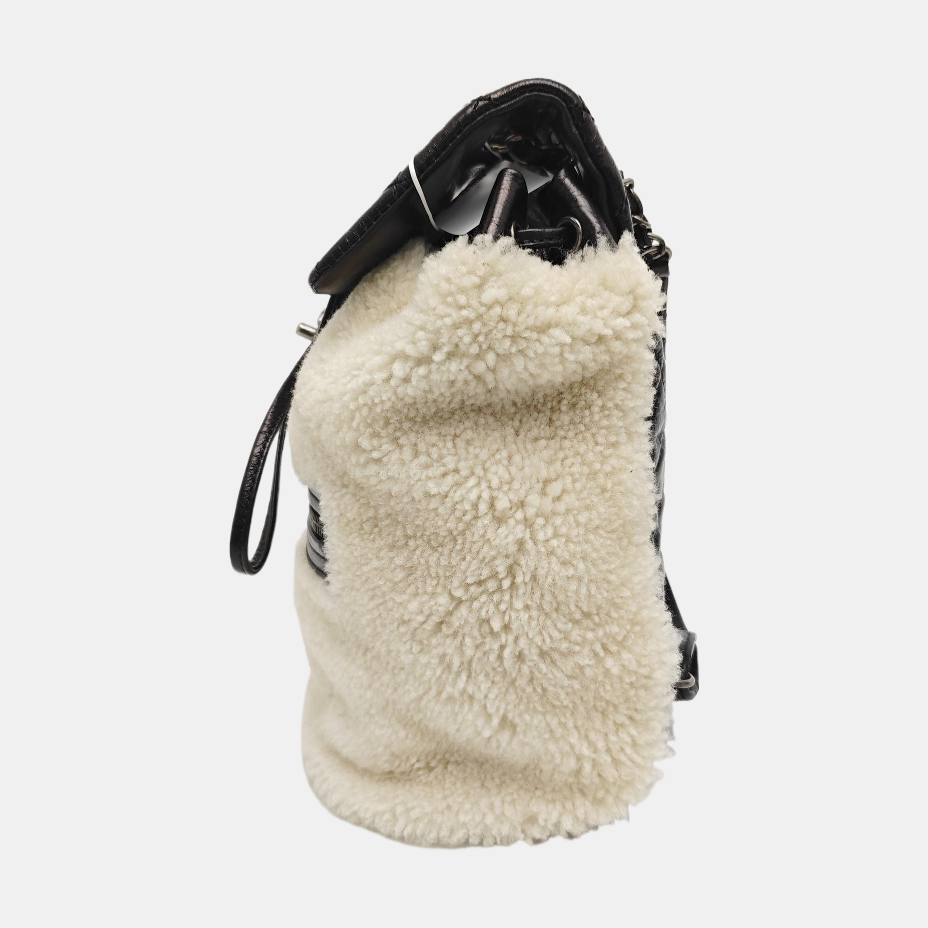 Quilted Sheepskin Backpack Beige