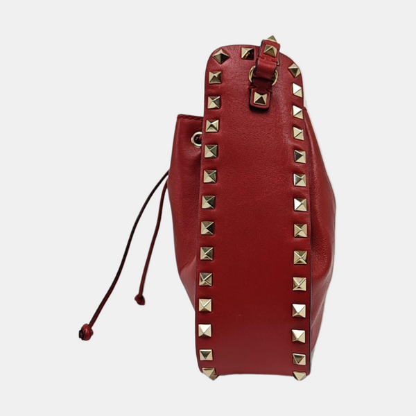 Rockstud Small Calfskin Red