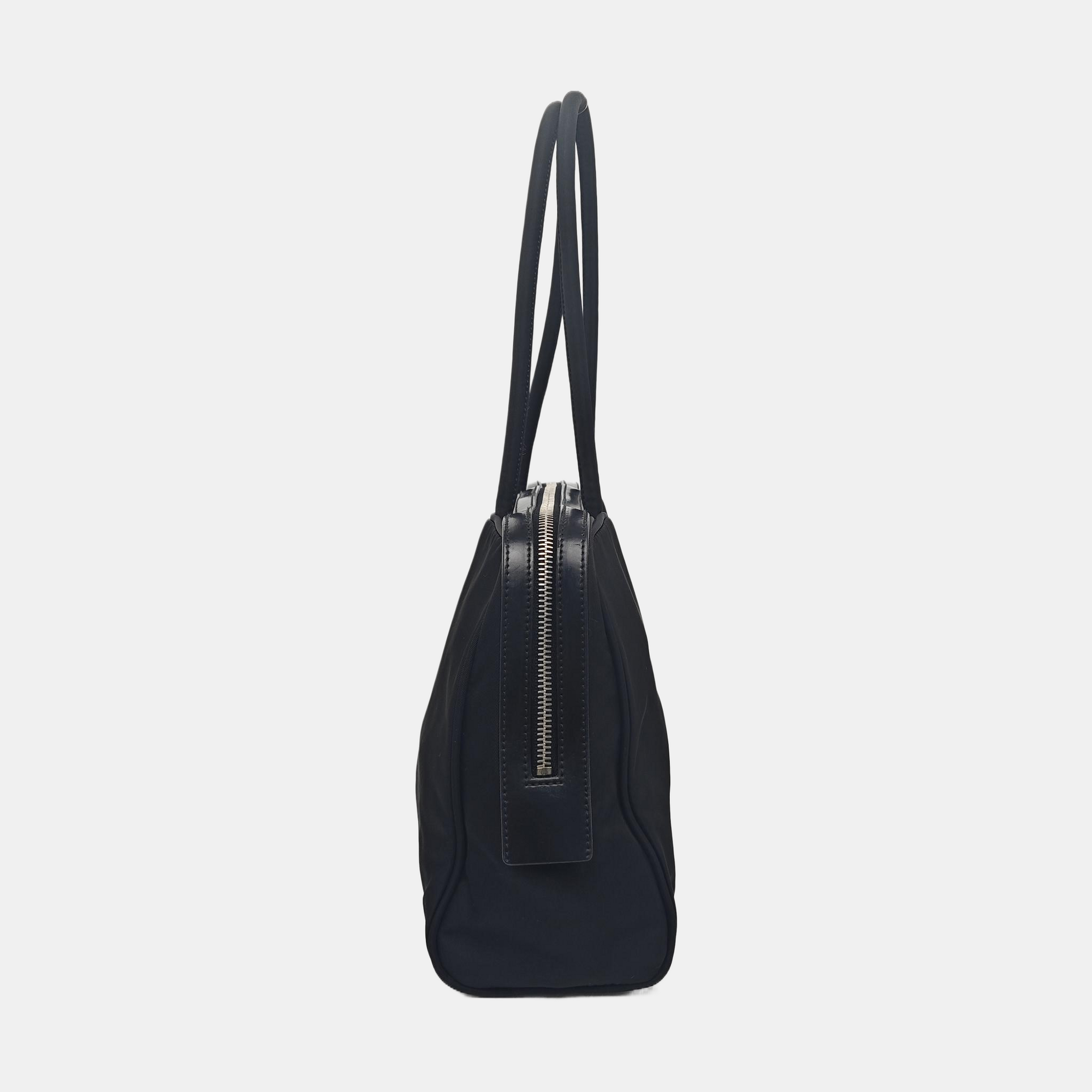 Nylon Top Handle Bag Black
