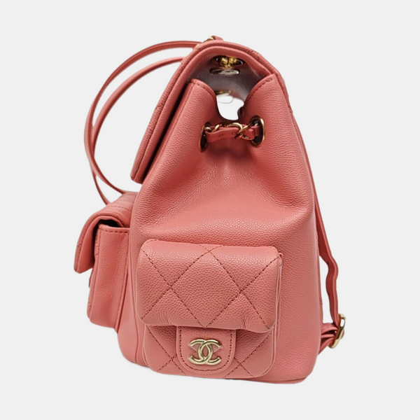 Quilted Grained Calfskin Backpack Small Pink