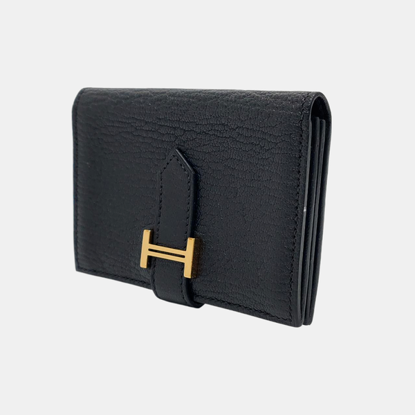Bearn Mini Lambskin Black Card Holder