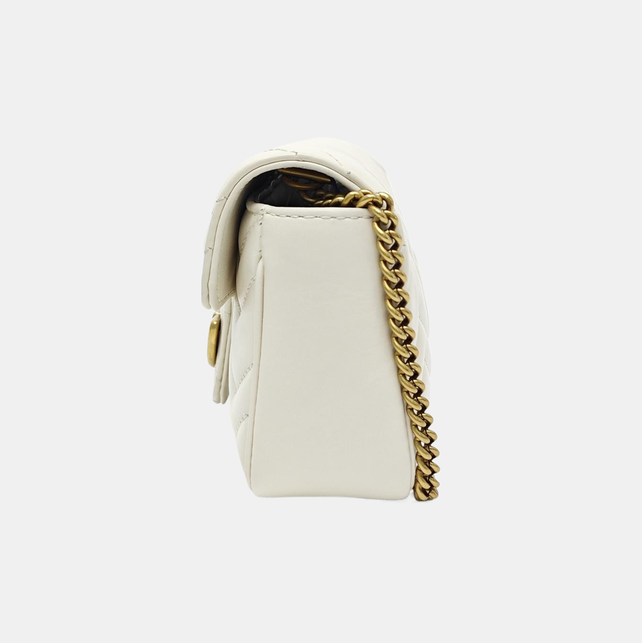 GG Marmont Mini Quilted Calfskin White