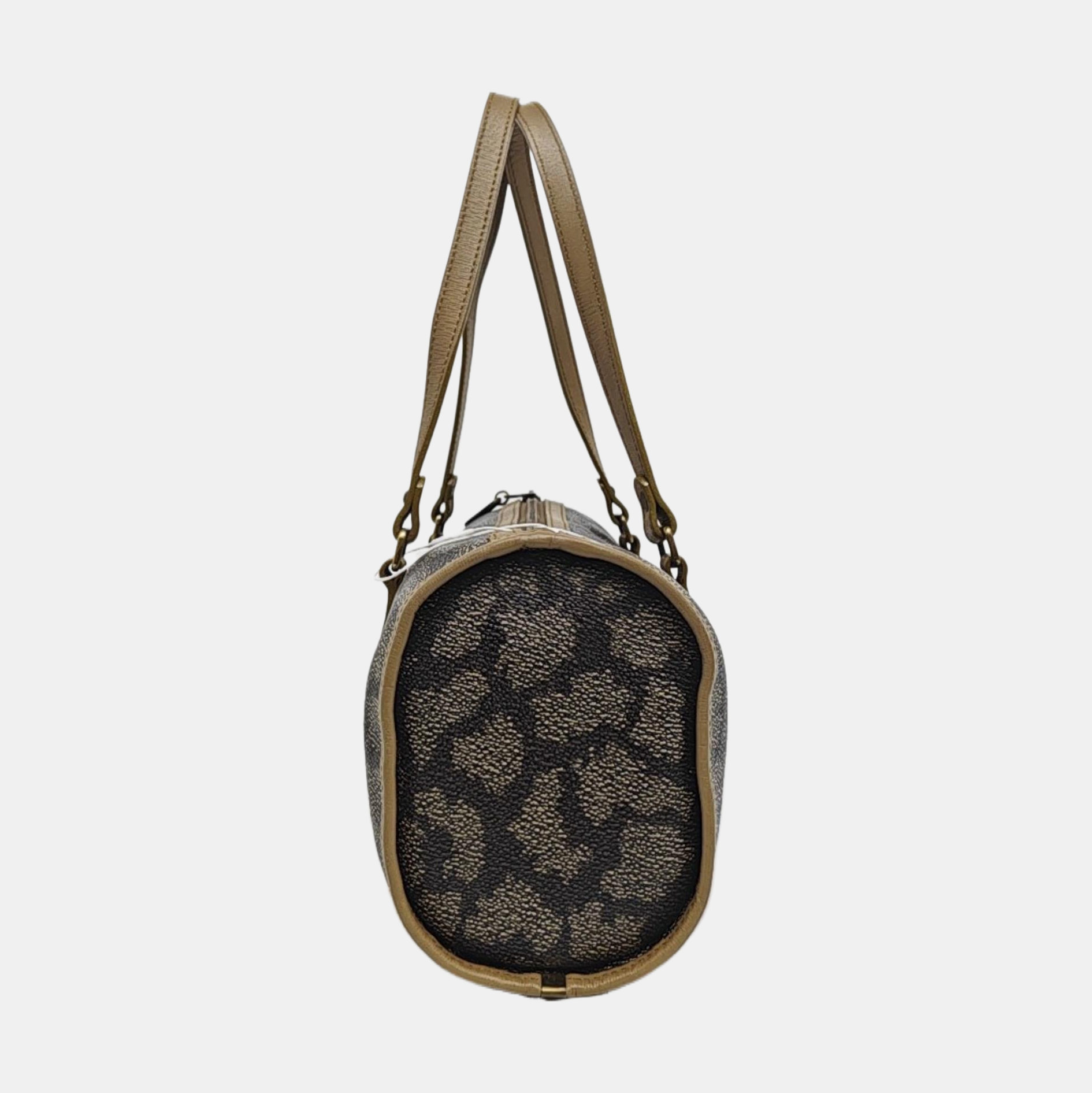Coated Canvas Top Handle Bag Gray