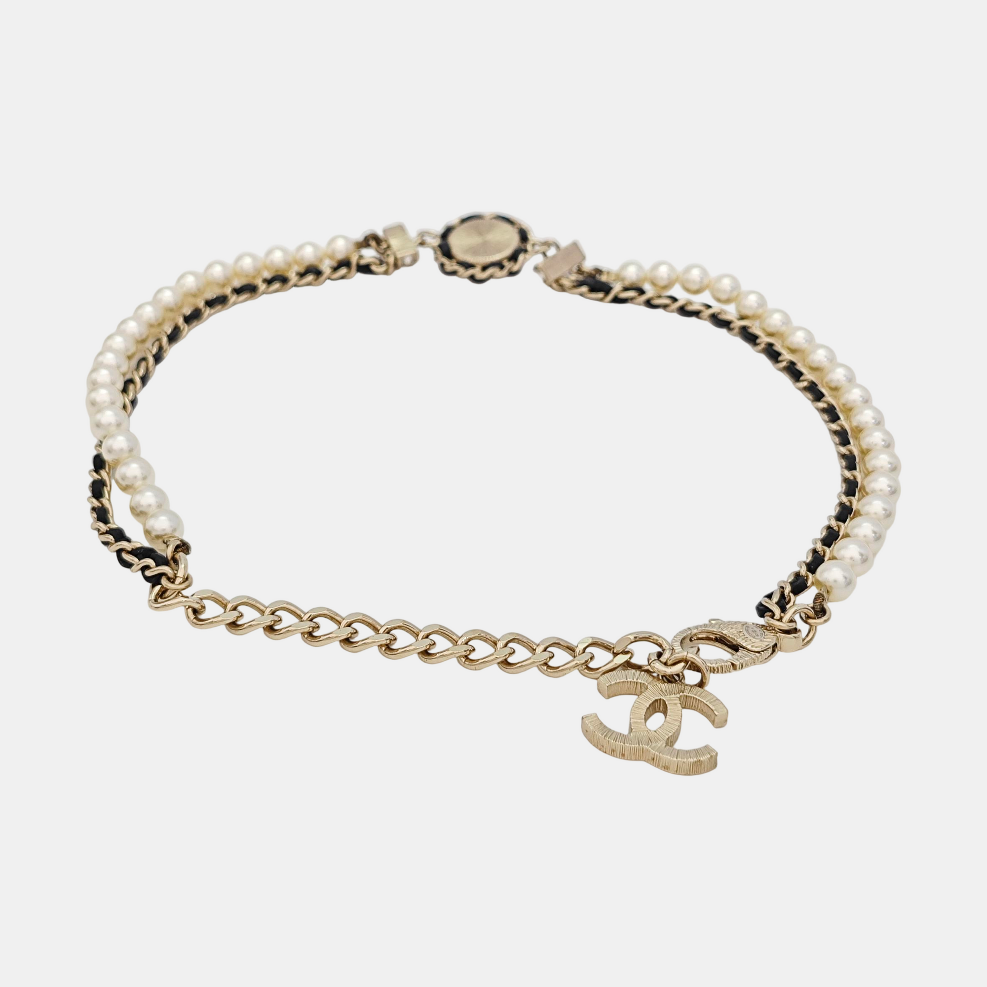 Authenticated pre-owned  Metal Leather White Necklace - Necklace at Looply