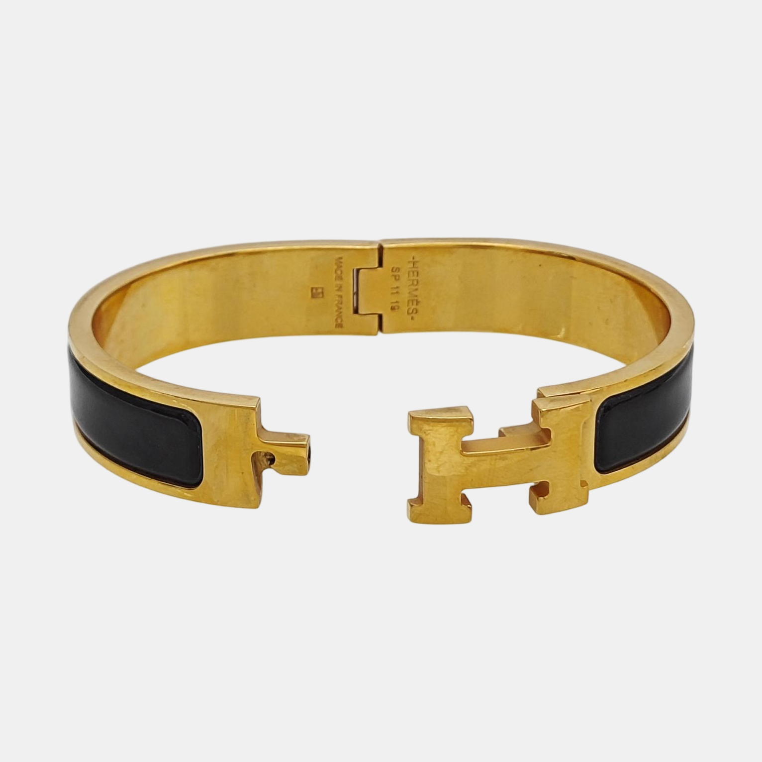 Clic H Metal Black Bangle