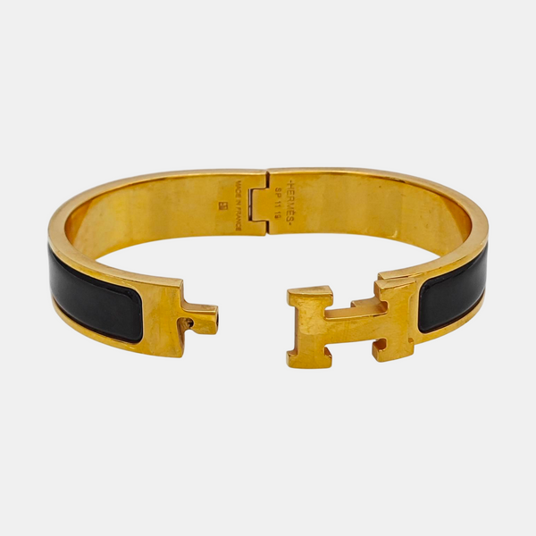 Clic H Metal Black Bangle