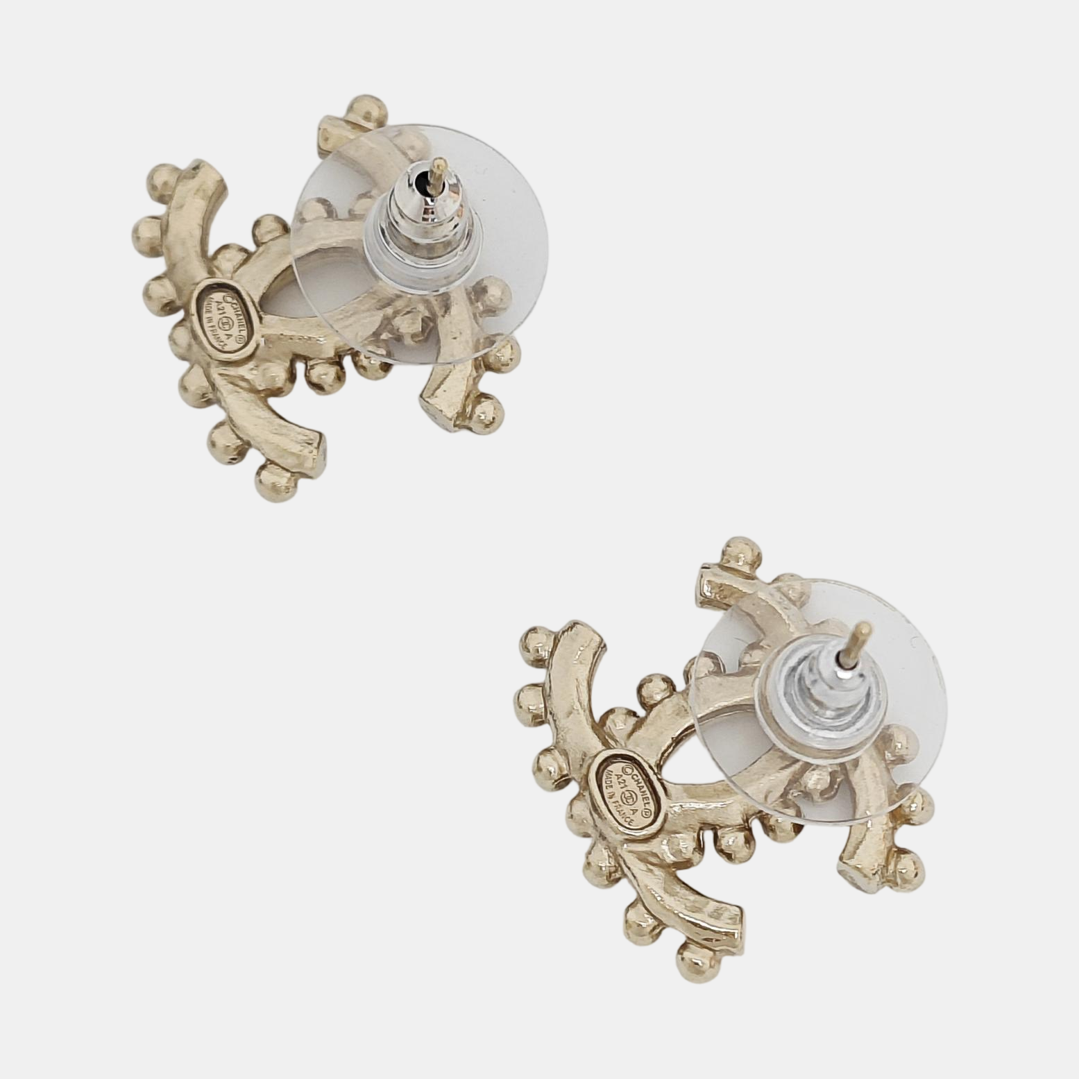 CC Logo Metal Gold Stud Earrings