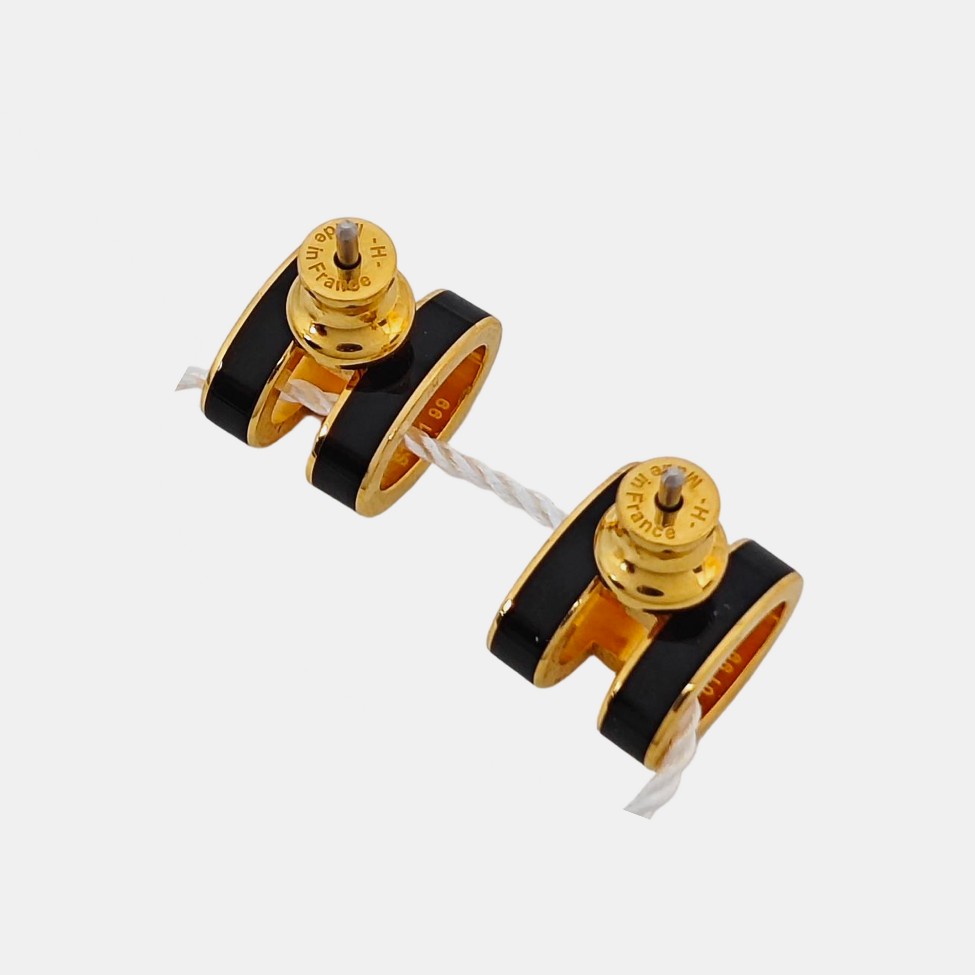 Pop H Metal Black Stud Earrings