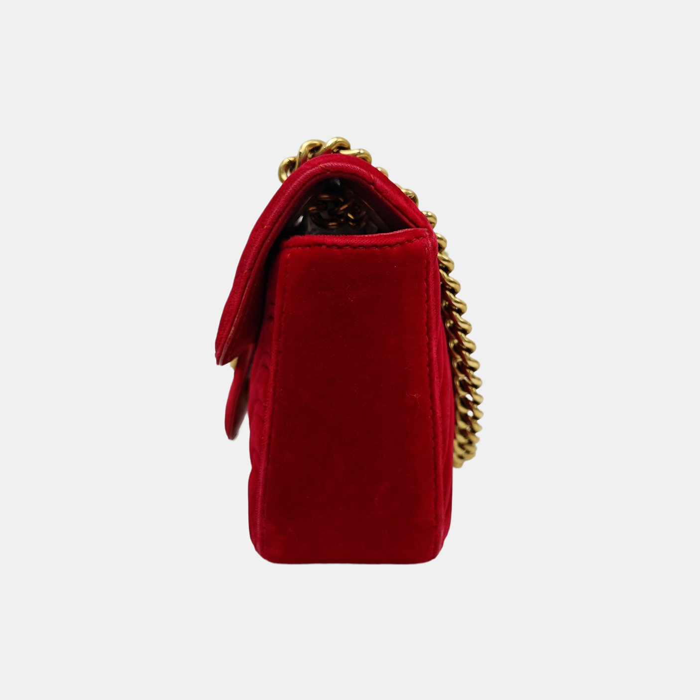 GG Marmont Small Quilted Velvet Red