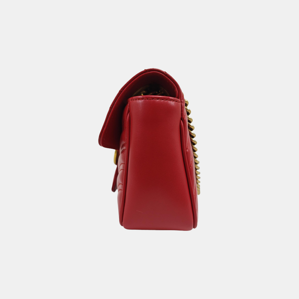 GG Marmont Small Quilted Calfskin Red