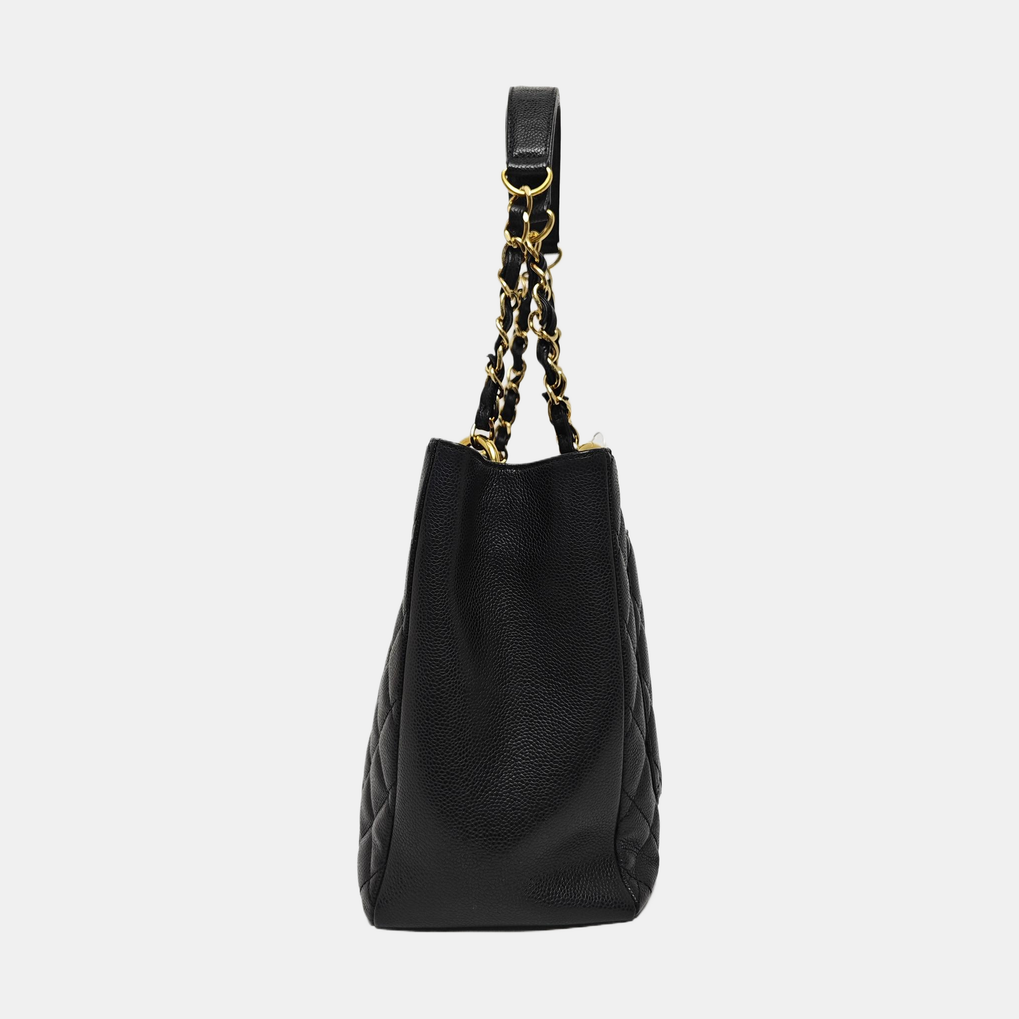 CHANEL GST Large Quilted Grained Calfskin Black