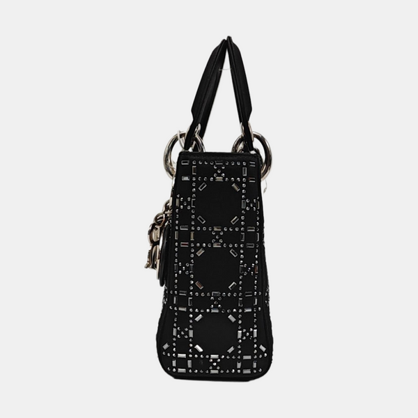 Lady Dior Mini Cannage Silk Satin Black