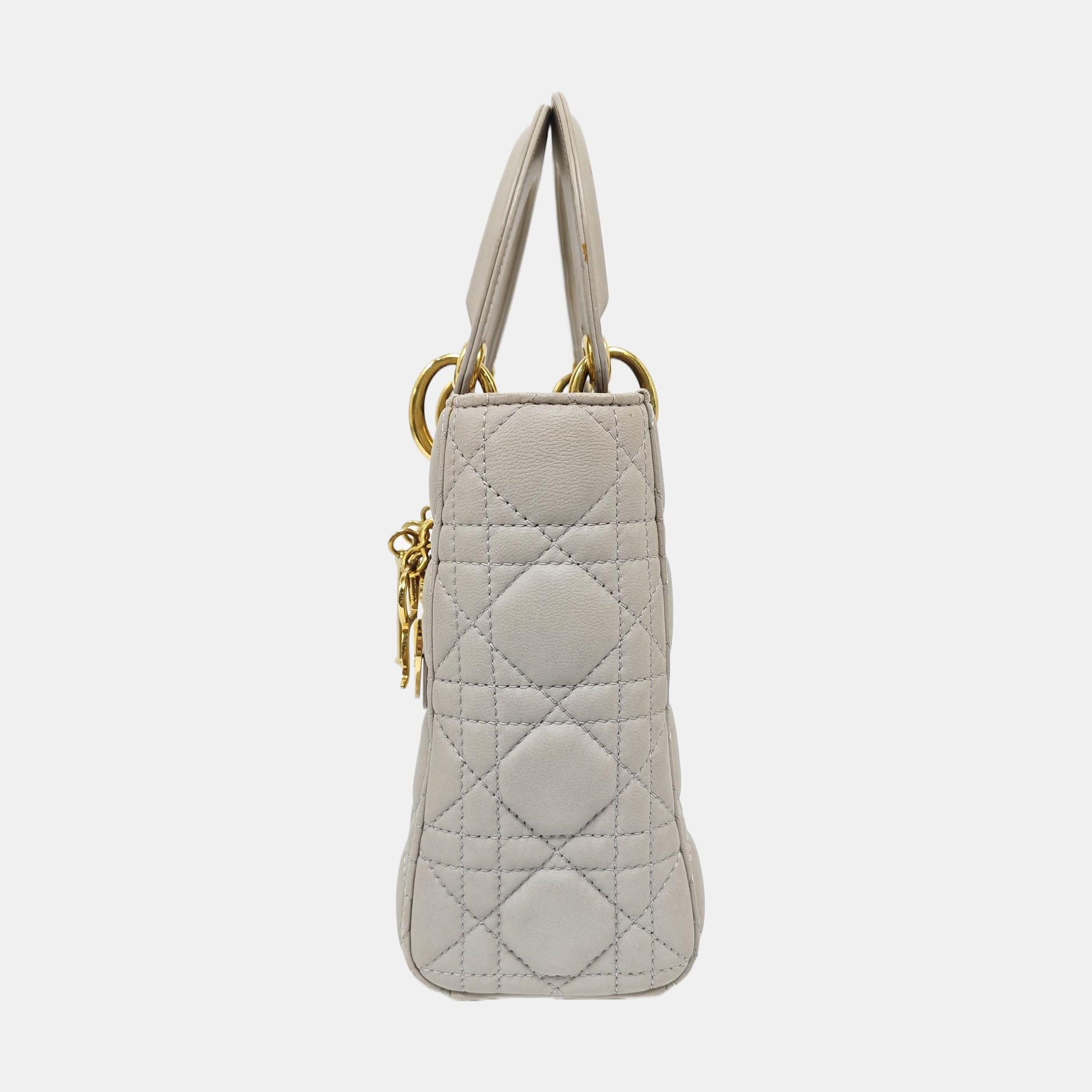 Lady Dior Small Cannage Lambskin Gray