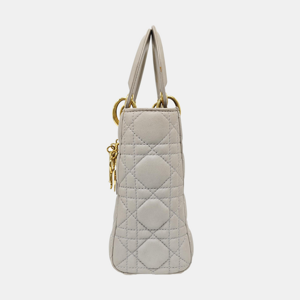 Lady Dior Small Cannage Lambskin Gray