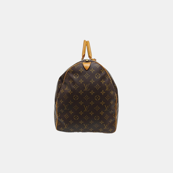KEEPALL 55 Monogram Coated Canvas Brown