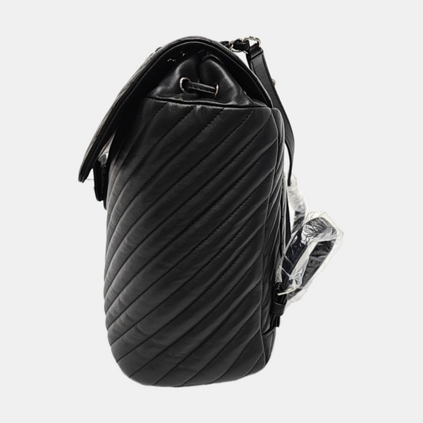 Chevron Calfskin Backpack Black