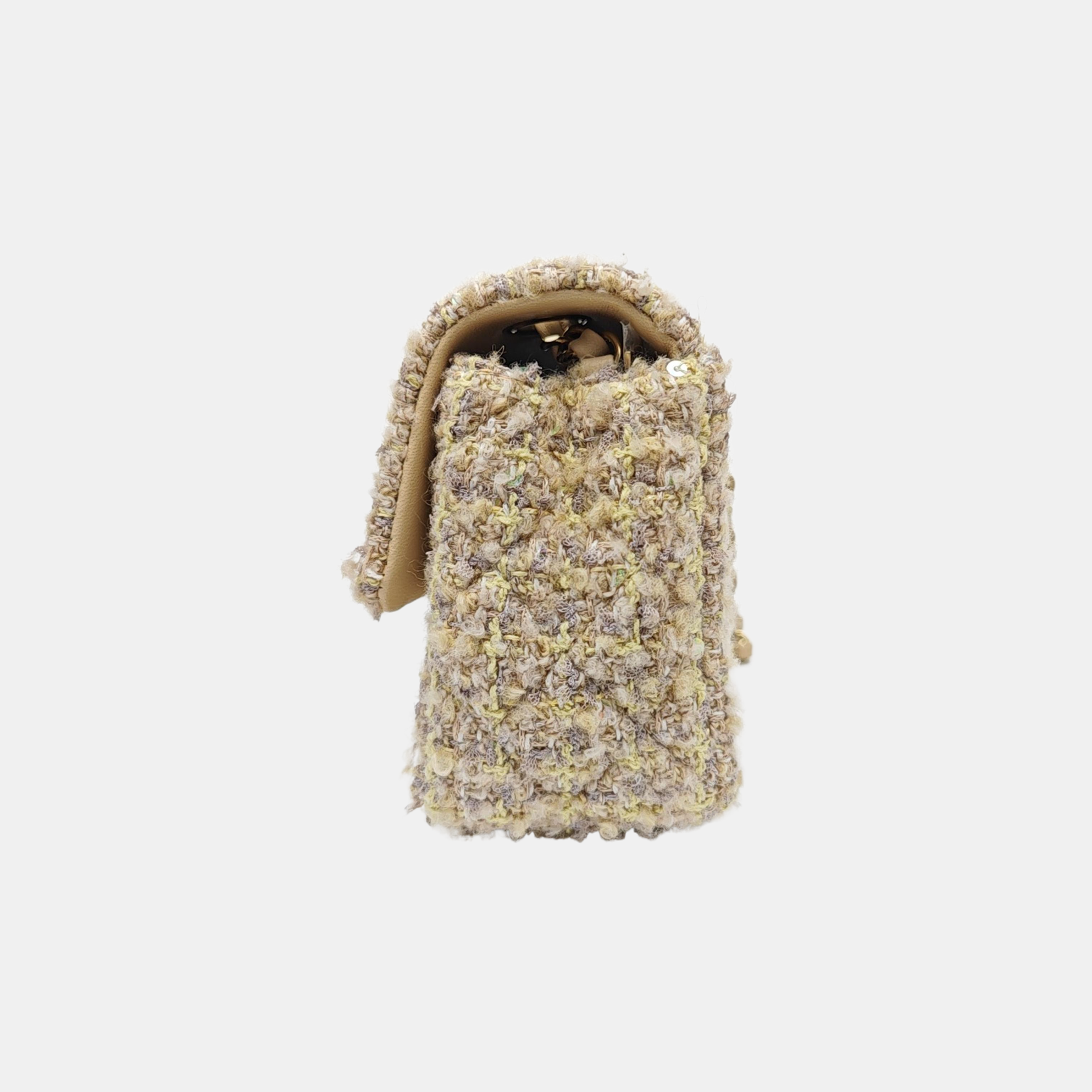 CLASSIC FLAP Mini Quilted Wool Beige