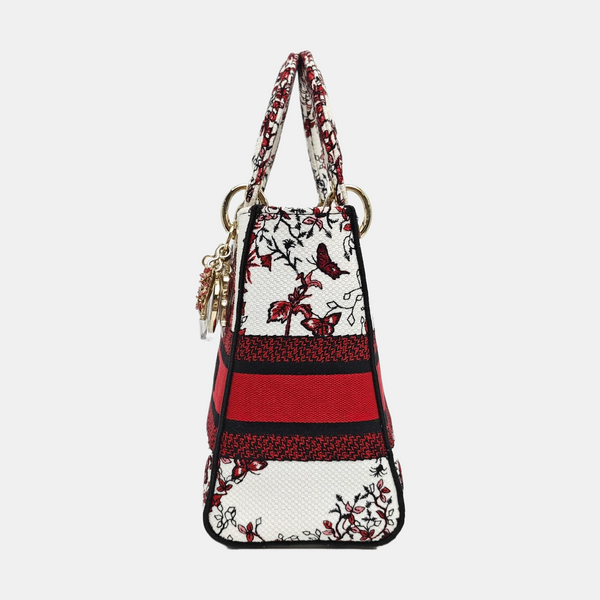 Authenticated pre-owned  Lady D-Lite Medium Canvas White - Shoulder Bag at Looply